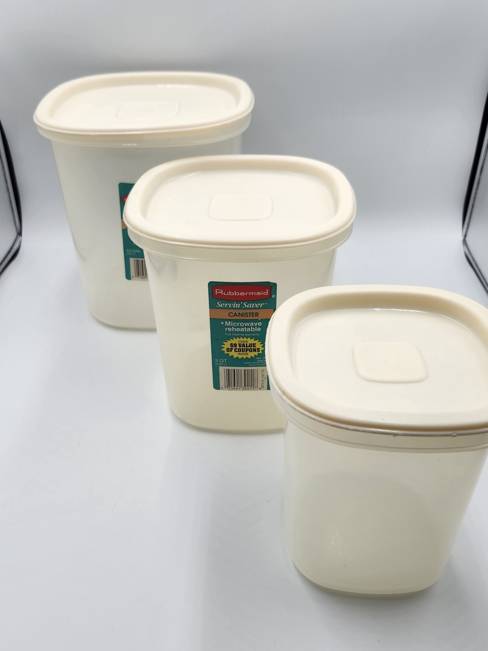 Vintage Rubbermaid Servin Saver Food Storage Containers W/Lids Set Of 3 #5 #6 #7
